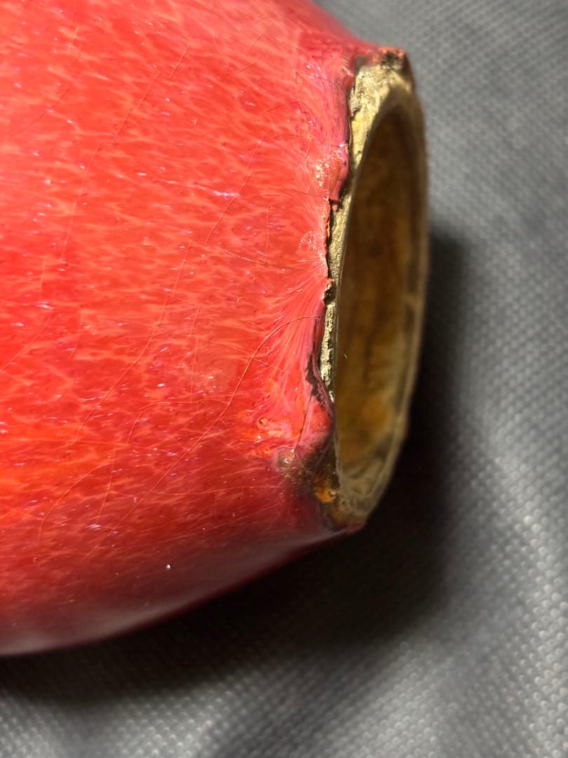 ゆゆ　中国古美術品　清の時代　紅釉　天球瓶　花瓶　高さ約18cm