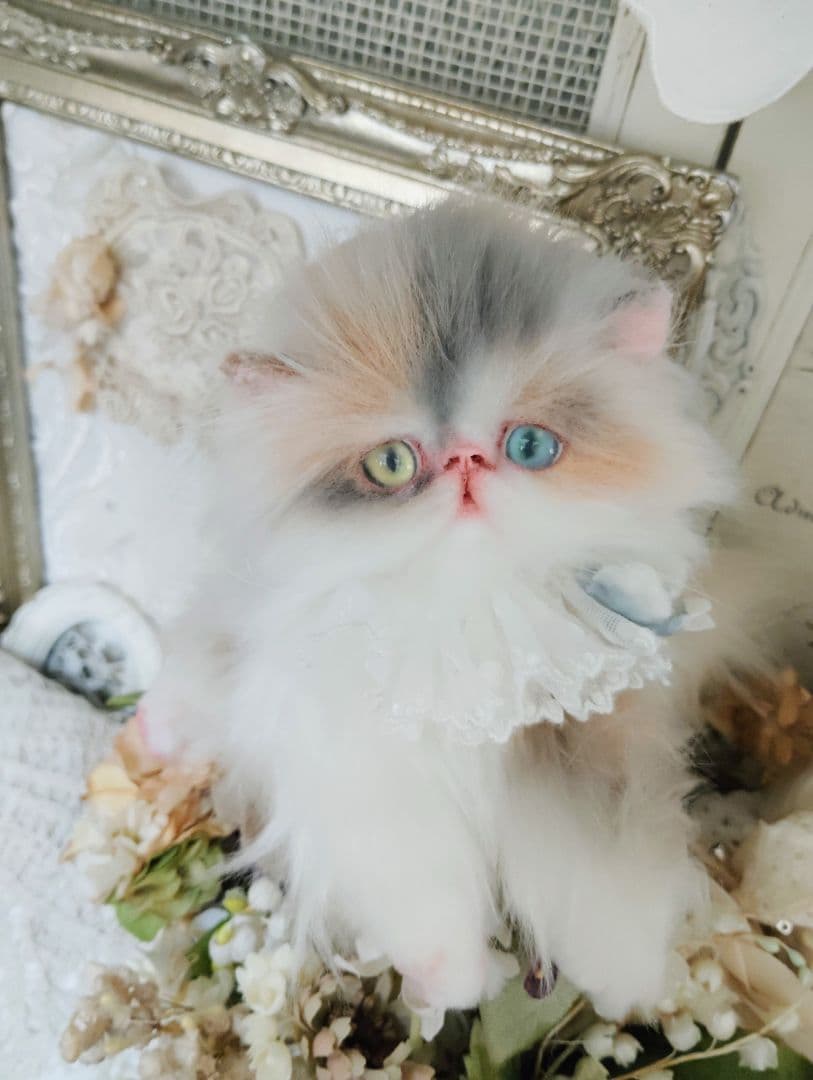 パステル三毛♡キャリコ子猫ちゃん♡オッドアイ♡アートドール♡ぬいぐるみ