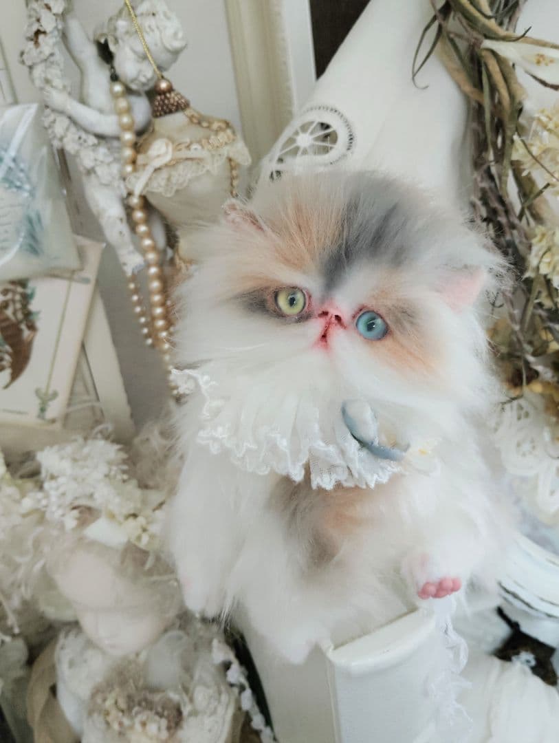 パステル三毛♡キャリコ子猫ちゃん♡オッドアイ♡アートドール♡ぬいぐるみ