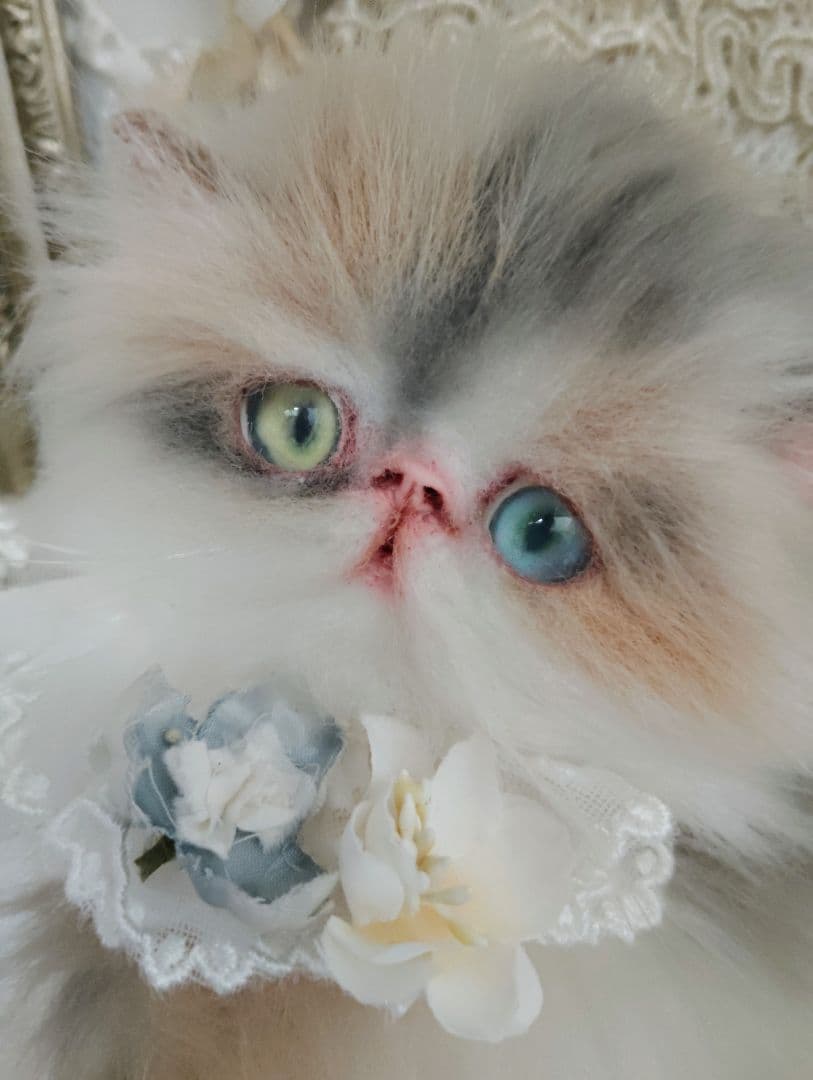 パステル三毛♡キャリコ子猫ちゃん♡オッドアイ♡アートドール♡ぬいぐるみ