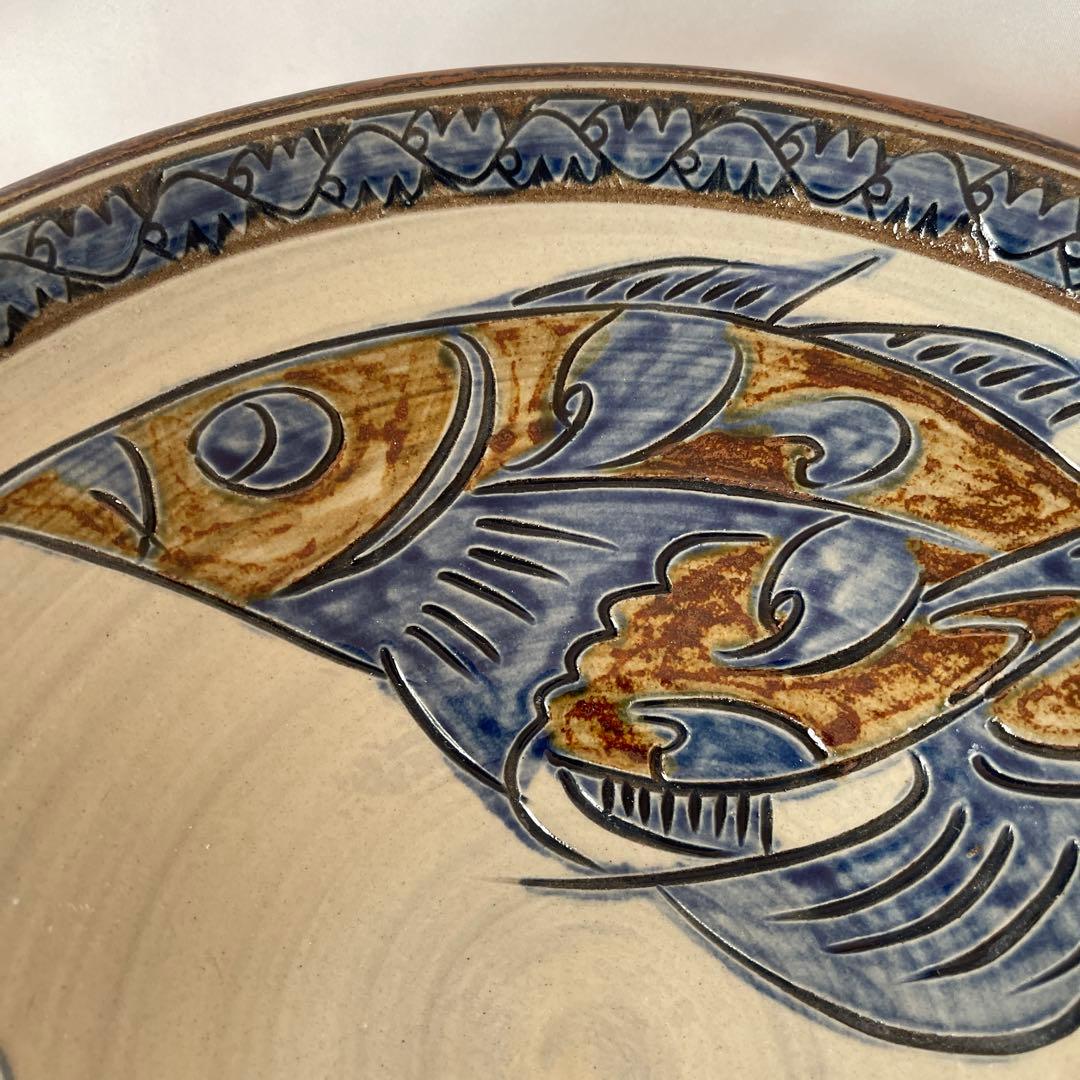 やちむん 壺屋焼 魚紋 大皿　飾り皿　沖縄