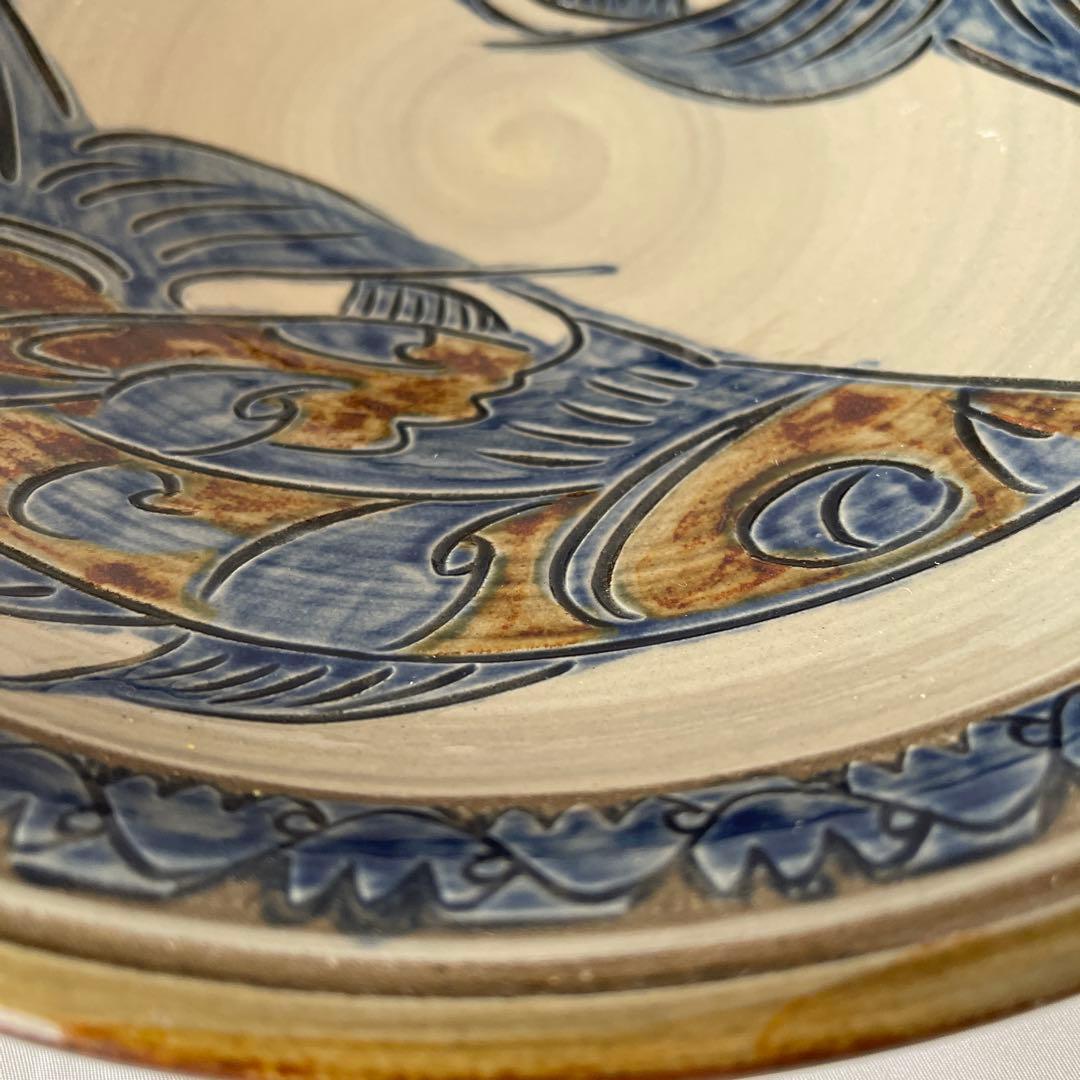 やちむん 壺屋焼 魚紋 大皿　飾り皿　沖縄