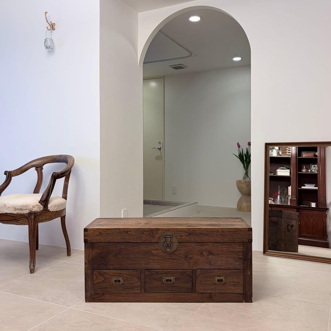 23日まで！ ビンテージ コファー ベンチ リネンボックス アンティーク 木箱