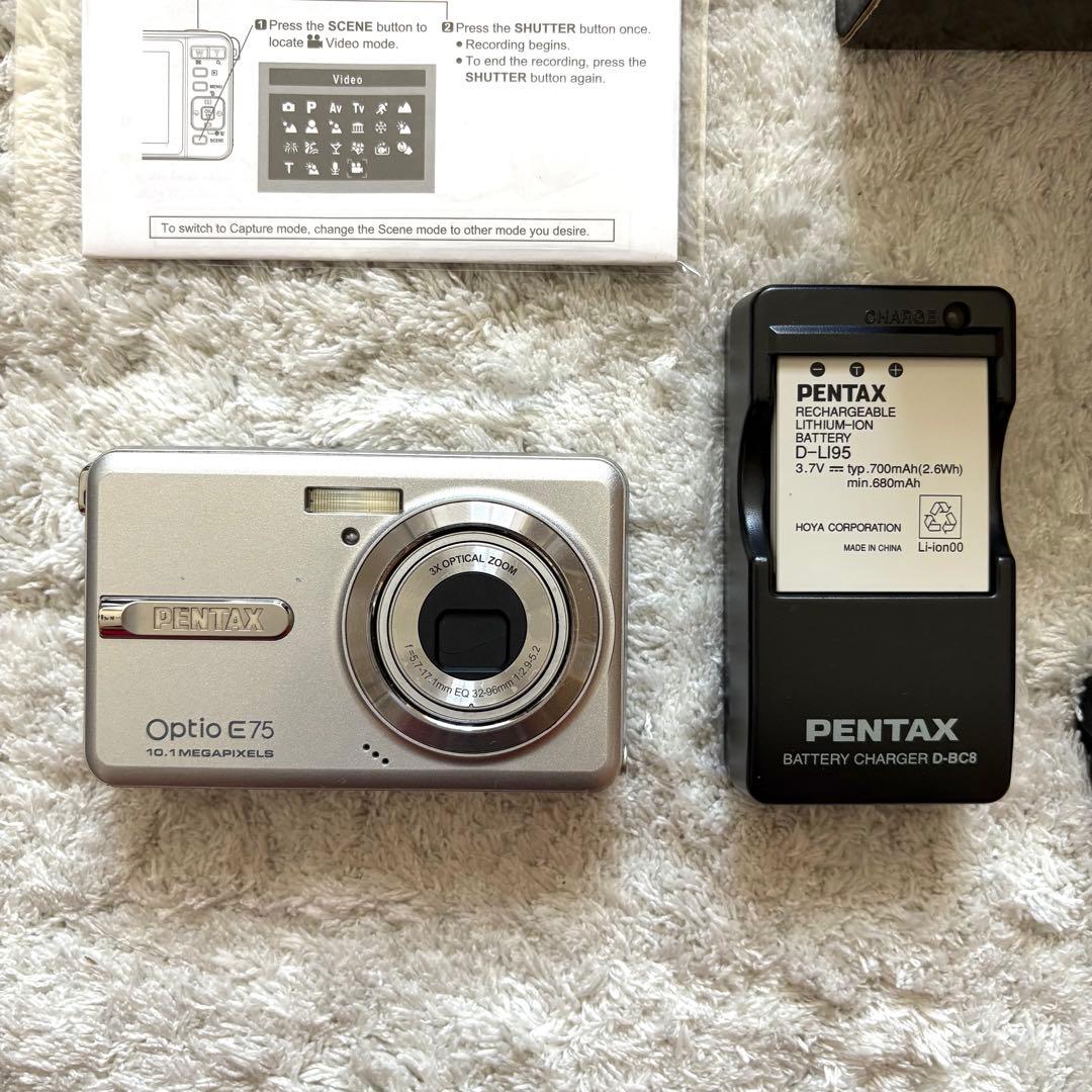 【動作品】PENTAX ペンタックス Optio E75 レトロカメラ シルバー