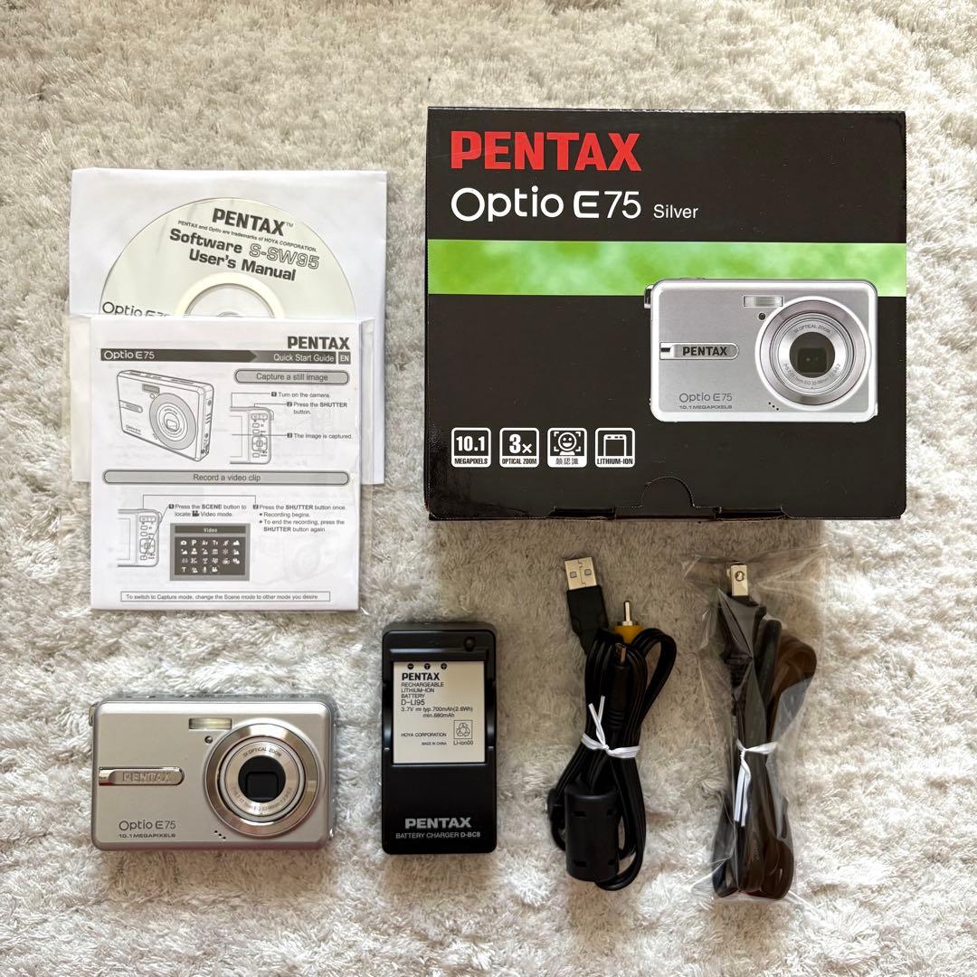 【動作品】PENTAX ペンタックス Optio E75 レトロカメラ シルバー