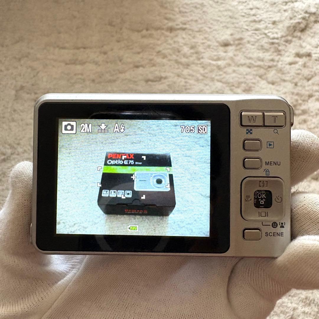 【動作品】PENTAX ペンタックス Optio E75 レトロカメラ シルバー