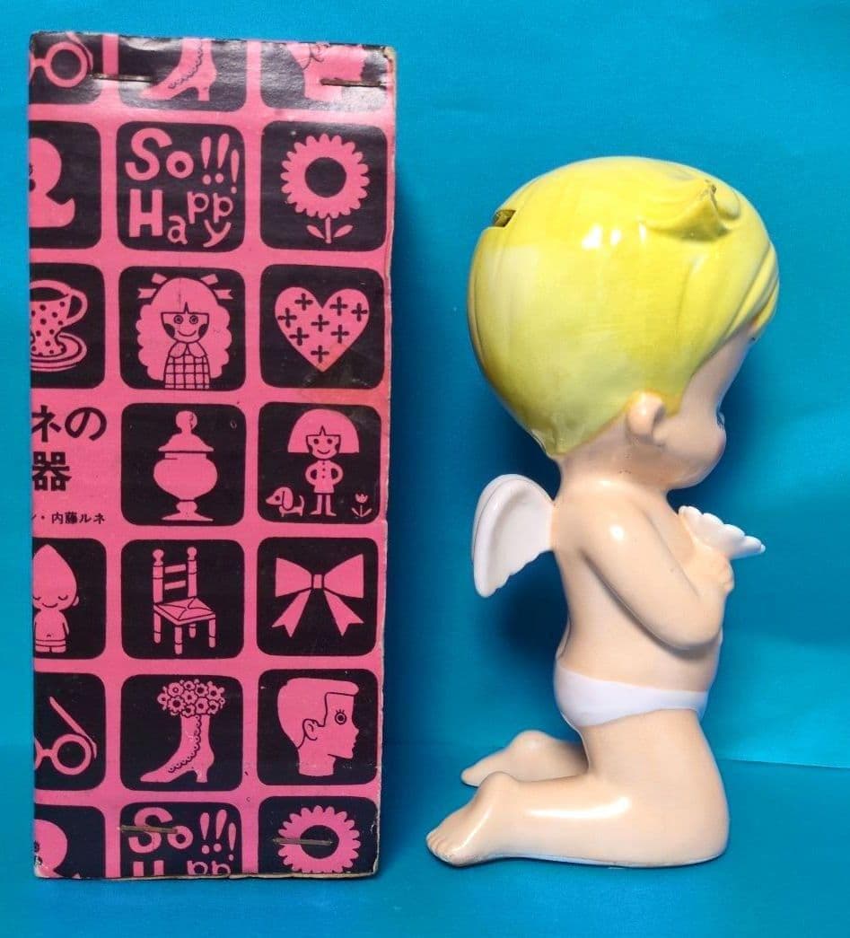 希少1960年代内藤ルネDesigお花を持ったちびっこ天使【外箱あり】