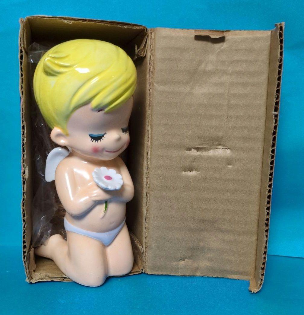 希少1960年代内藤ルネDesigお花を持ったちびっこ天使【外箱あり】