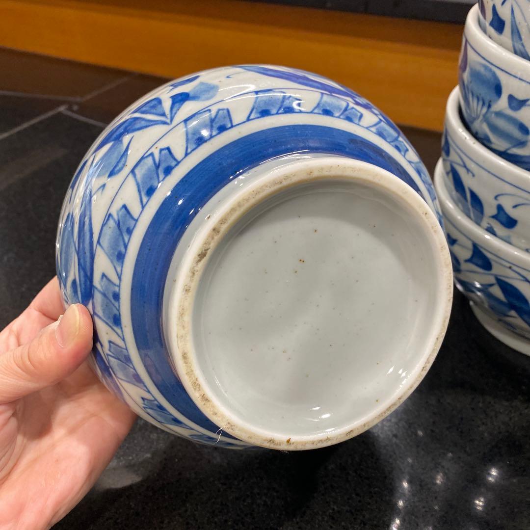 青い花模様の陶器丼 14個