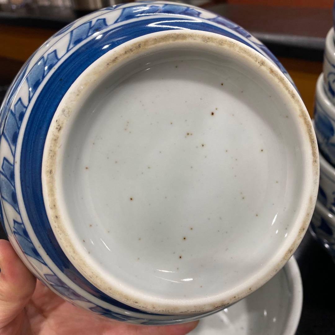 青い花模様の陶器丼 14個
