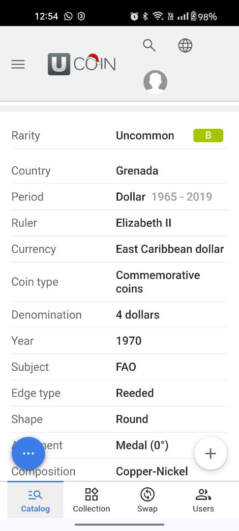 グレナダ 記念硬貨 4ドル カリブ開発銀行　Grenada