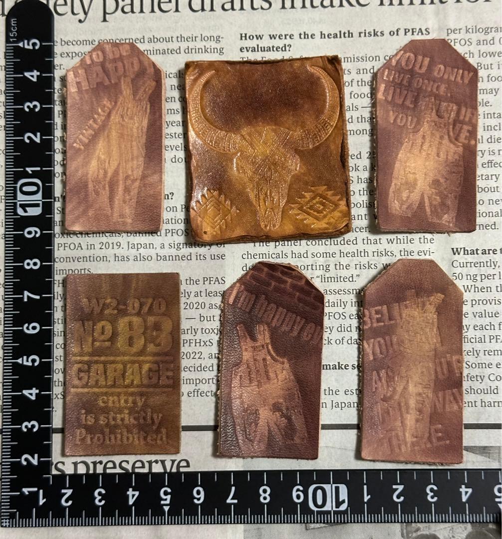 No.479 染色タグ 刻印タグ 革タグ レザータグ ハンドメイド
