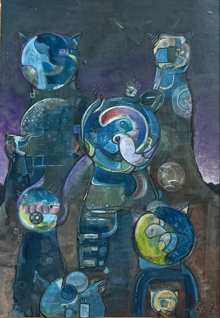 キャットロボタワー　アクリル画　特別価格！！