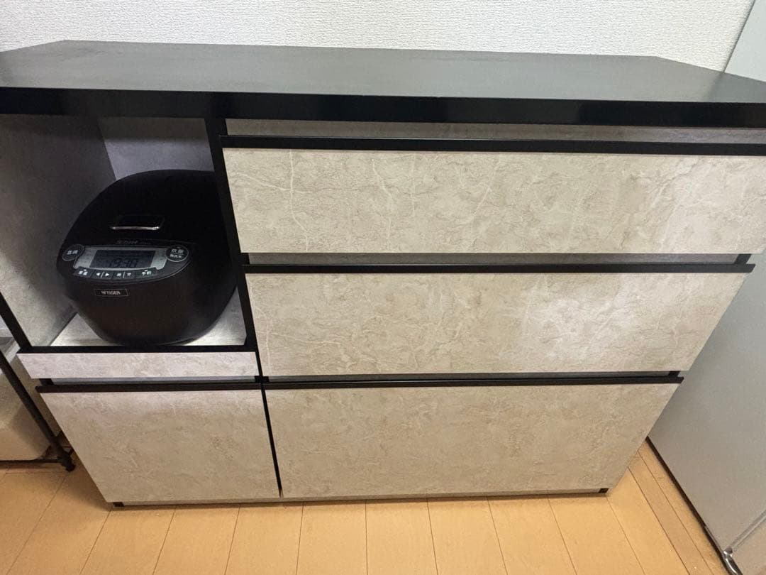 大川家具 日本製 キッチンカウンター ストーンホワイト