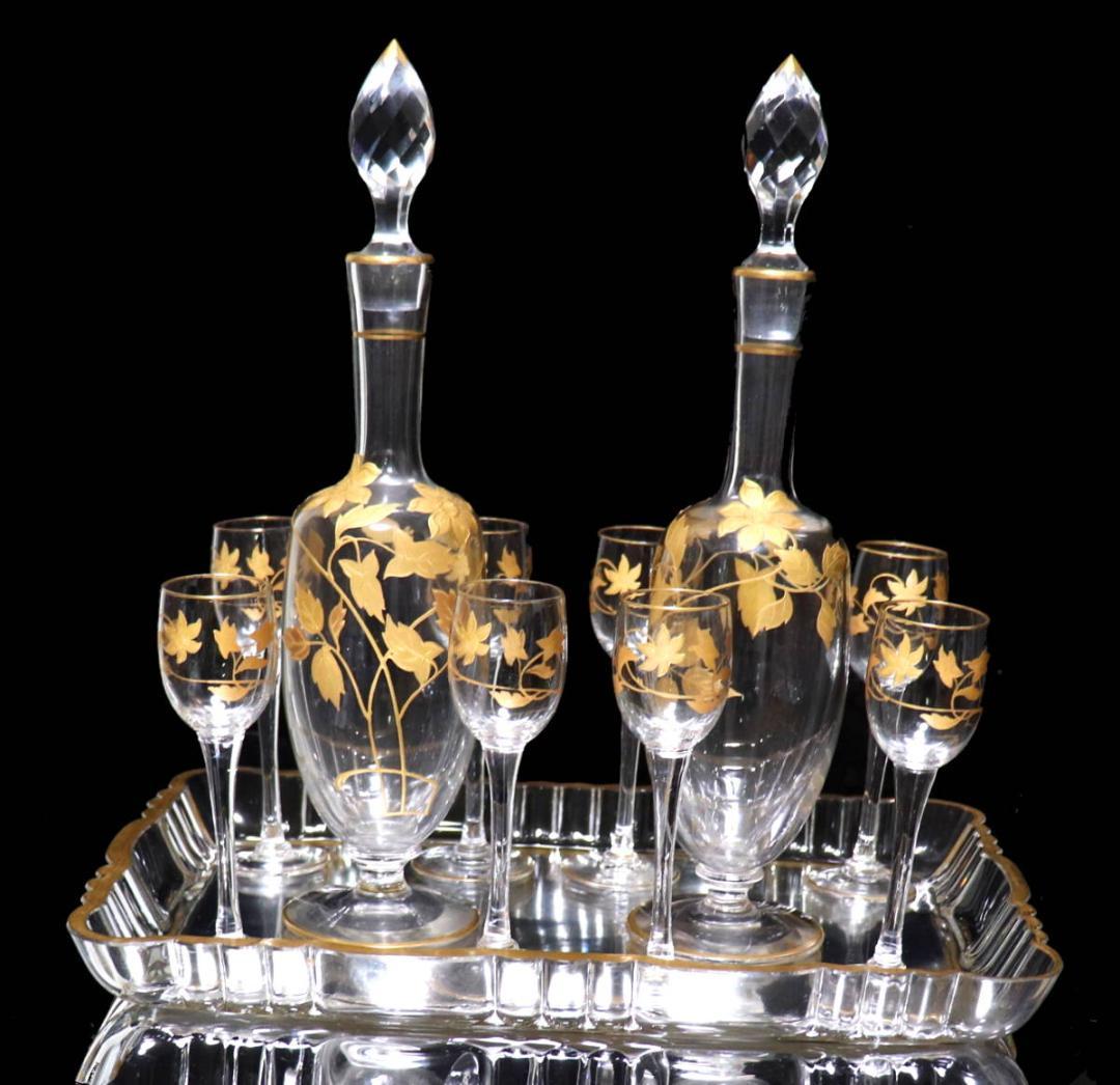 オールド・バカラ 1900年頃 金彩盛り上げ リキュールセット 超美品