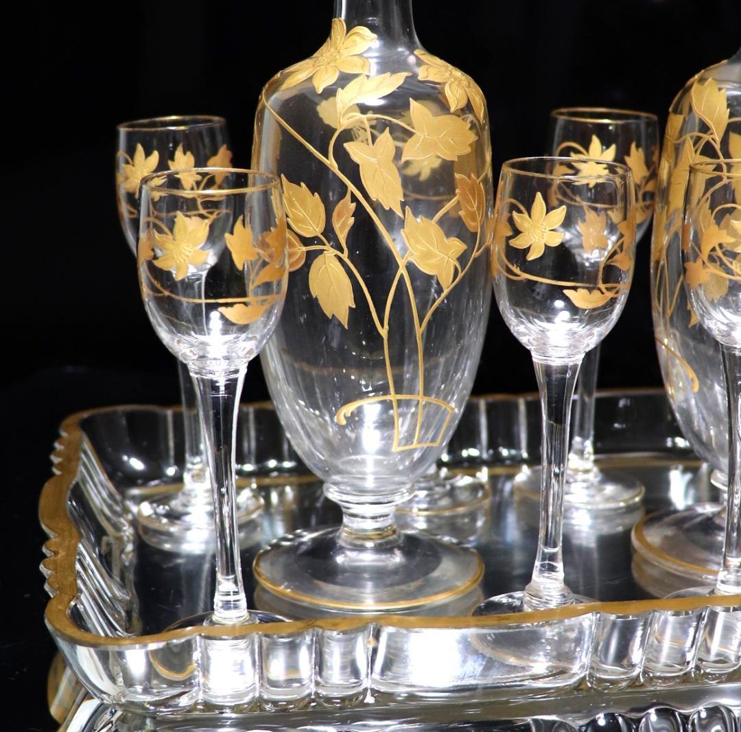 オールド・バカラ 1900年頃 金彩盛り上げ リキュールセット 超美品