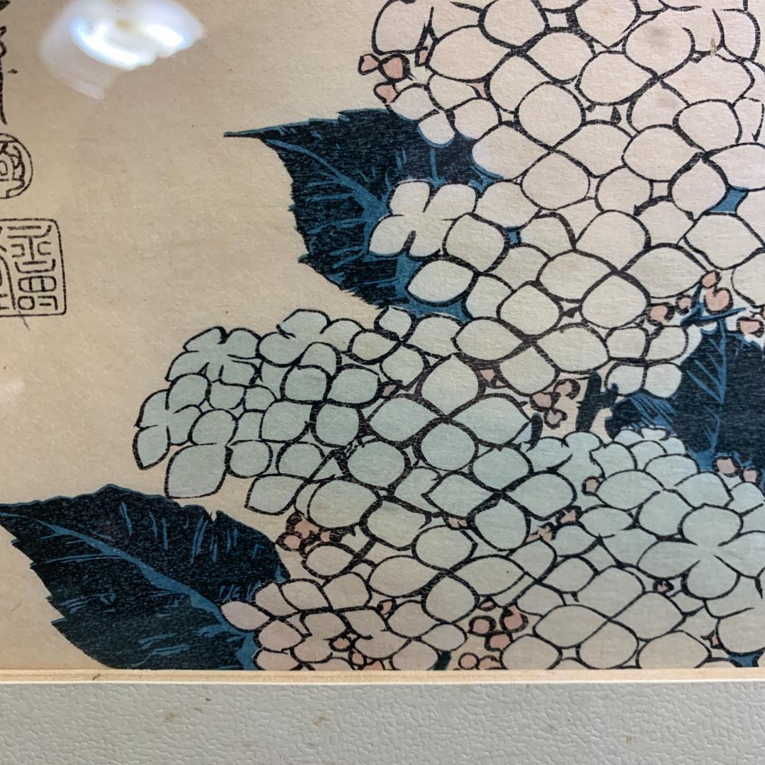 昭和初期復刻版　葛飾北斎　紫陽花に燕 アダチ版　本物保障