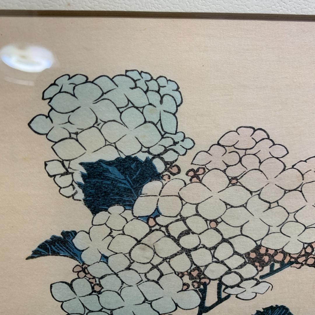 昭和初期復刻版　葛飾北斎　紫陽花に燕 アダチ版　本物保障