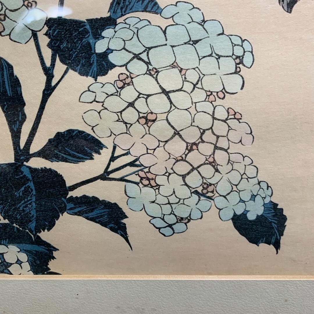 昭和初期復刻版　葛飾北斎　紫陽花に燕 アダチ版　本物保障