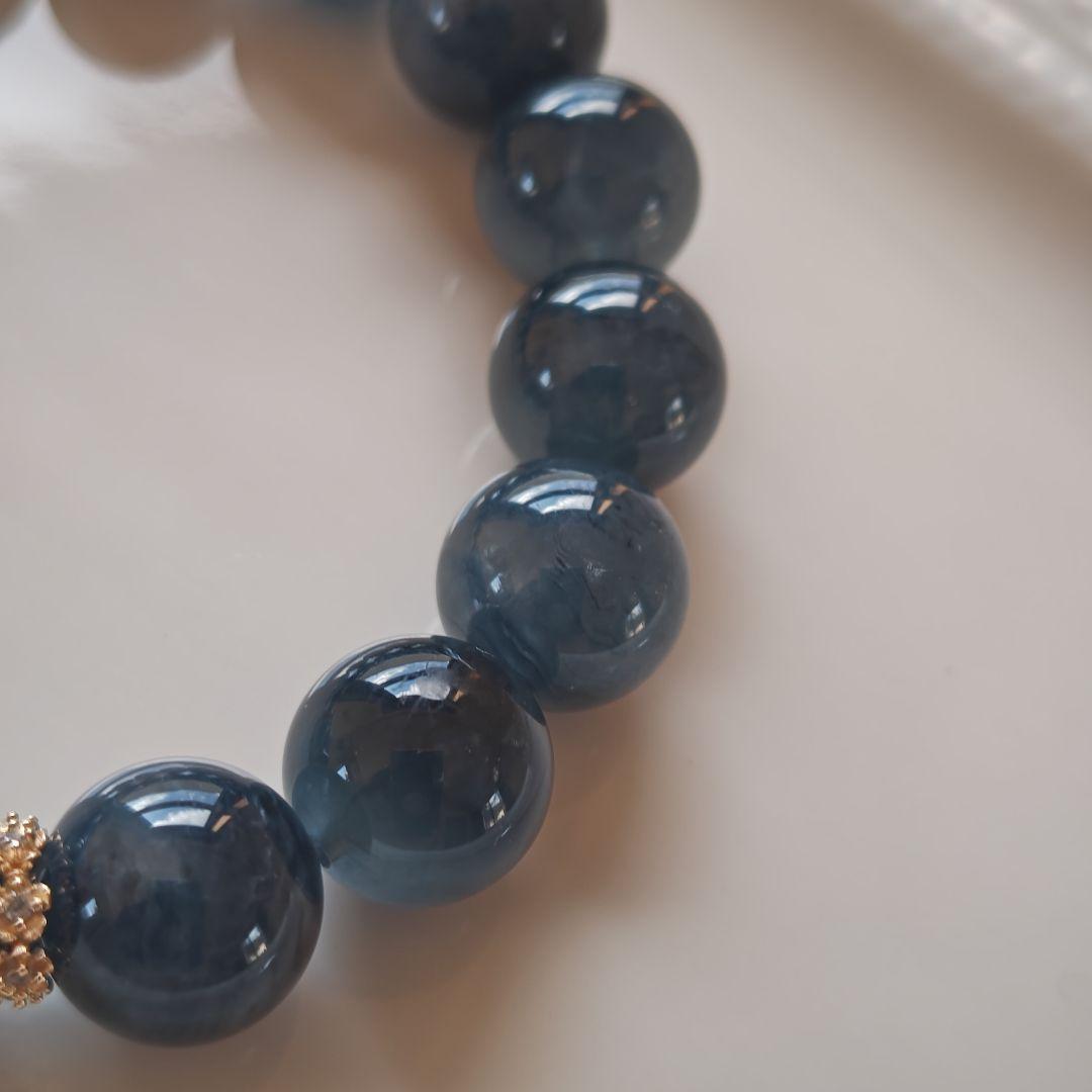銀線双観音天珠　ブルーラビットヘアアンフィボール　サファイア