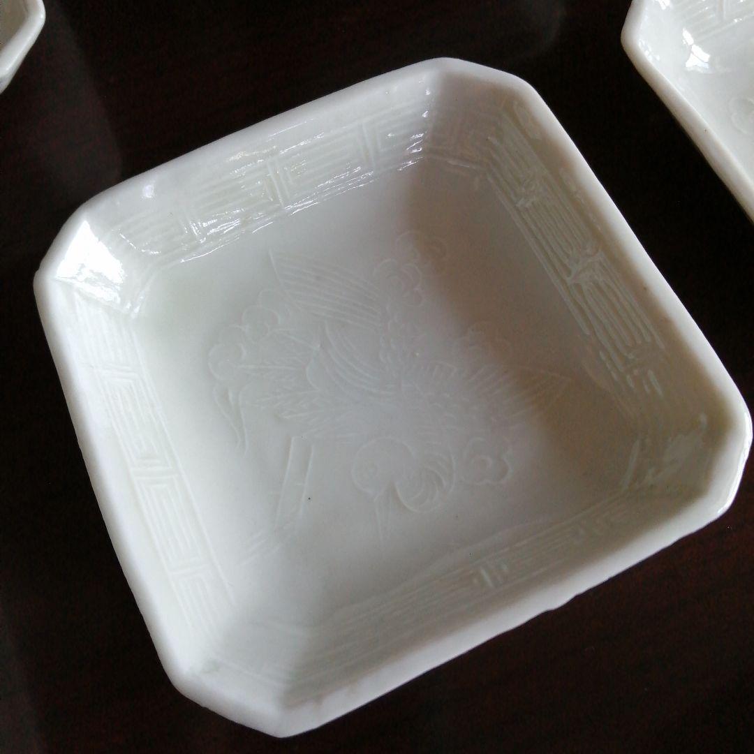 瀬戸焼　白磁角小皿　2種15枚　8cm　幕末〜明治期