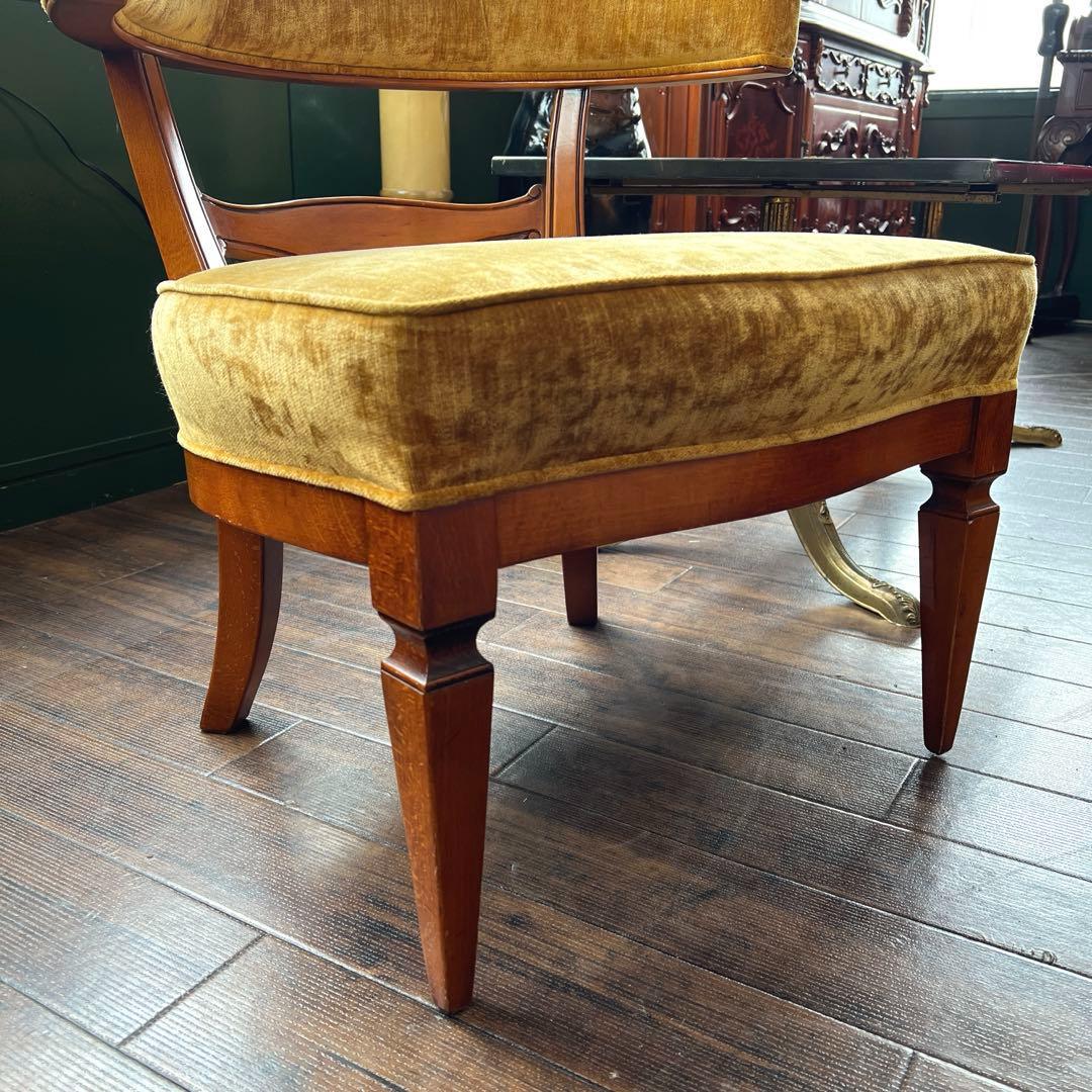 k210r124 ビンテージイエロー ベルベットのタブチェア サロンチェア 4脚