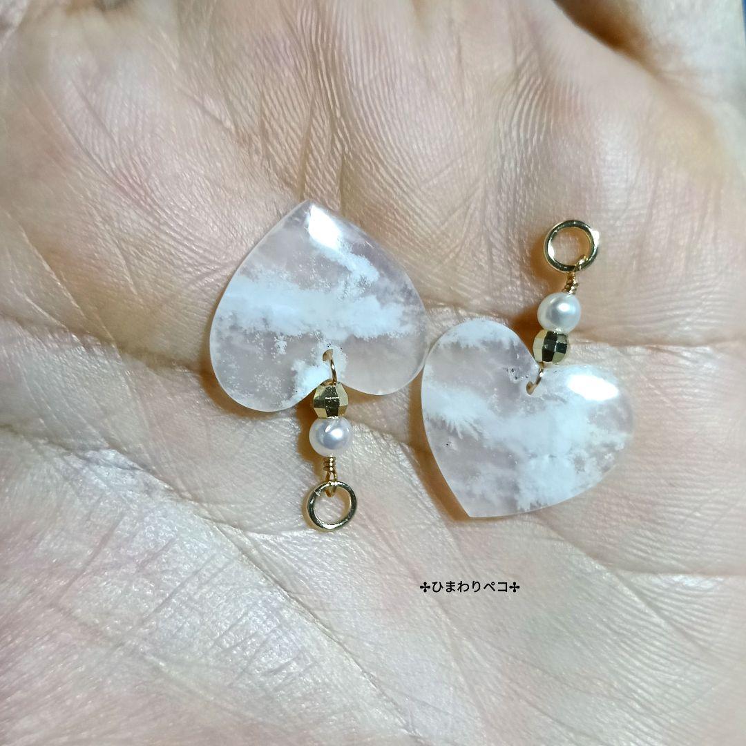 プルームアゲートのピアスチャーム　14kgf