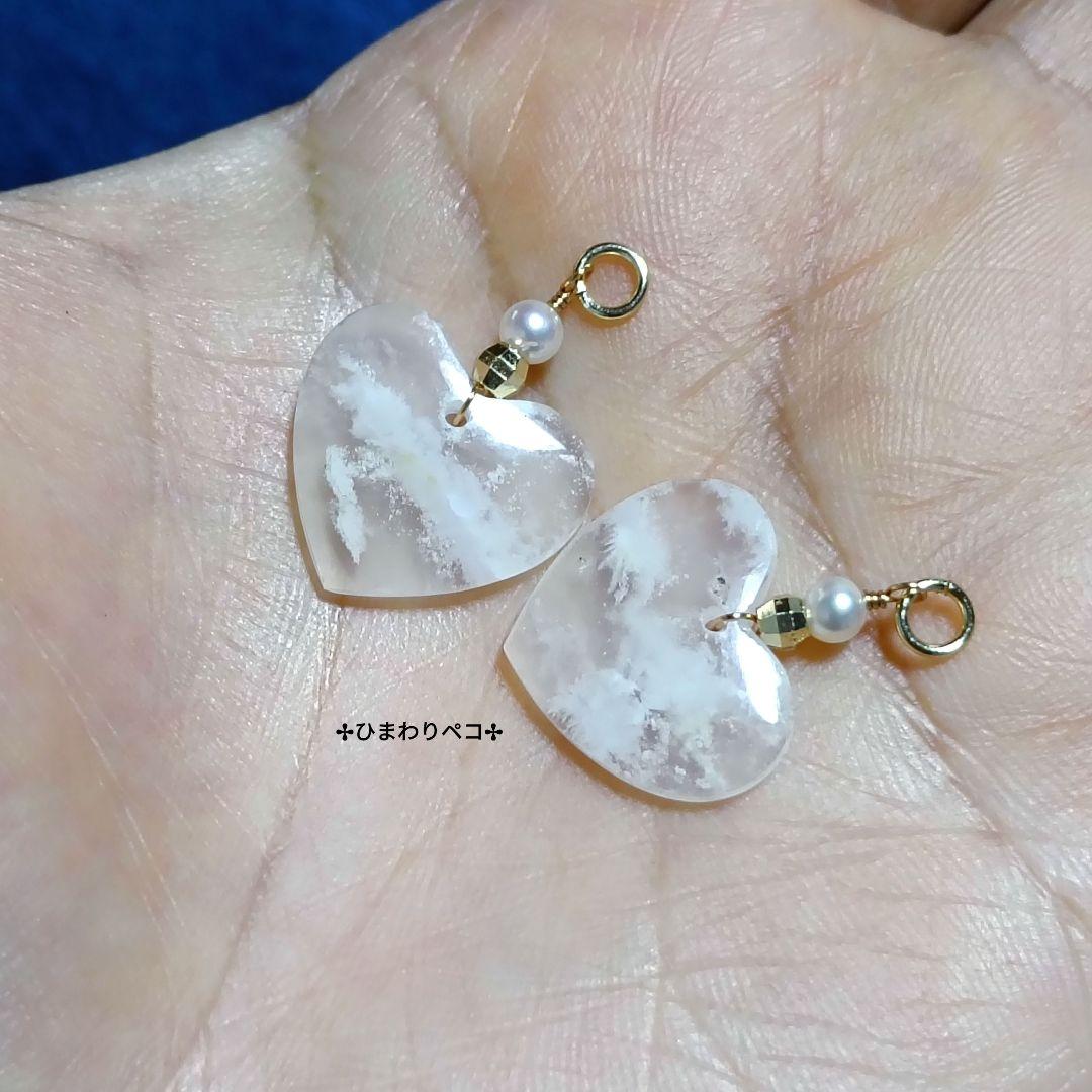 プルームアゲートのピアスチャーム　14kgf