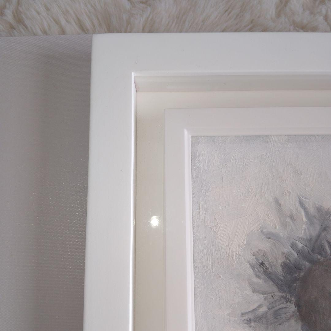 【美品】モノクロアート　タペストリー　セット　ひまわり　花　石膏像　額装