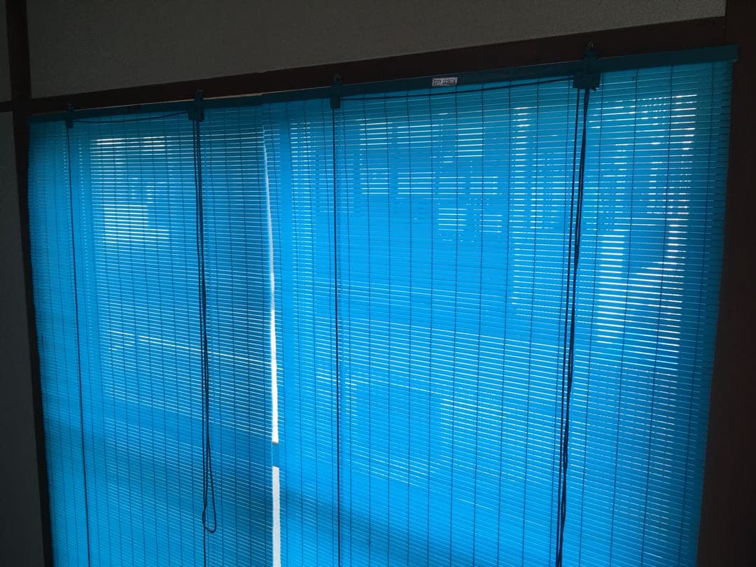 昭和レトロ　シティースクリーン　2本 ファンシー　ブラインド　カーテン　ブルー