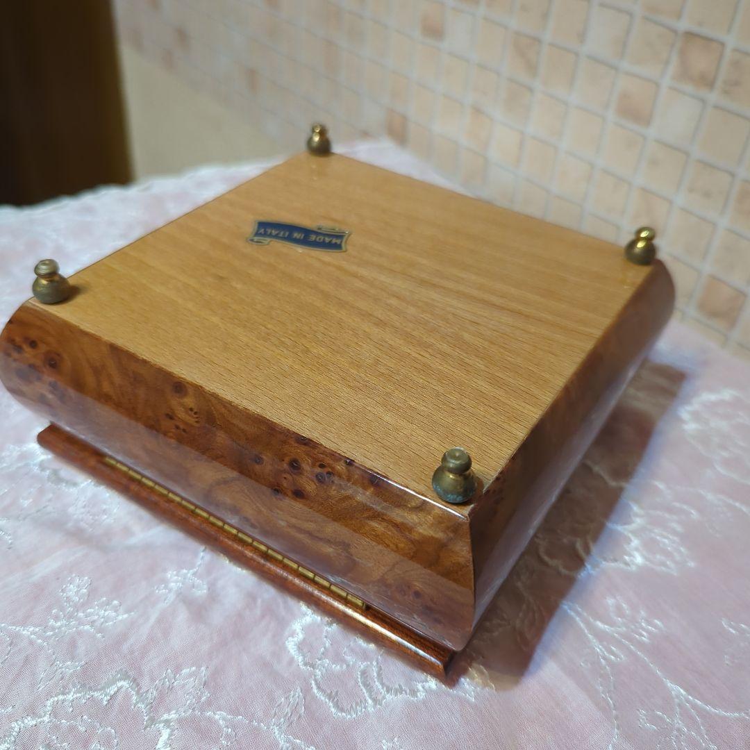 ITALY伝統工芸・象嵌花柄インレイ木製アクセサリーケース