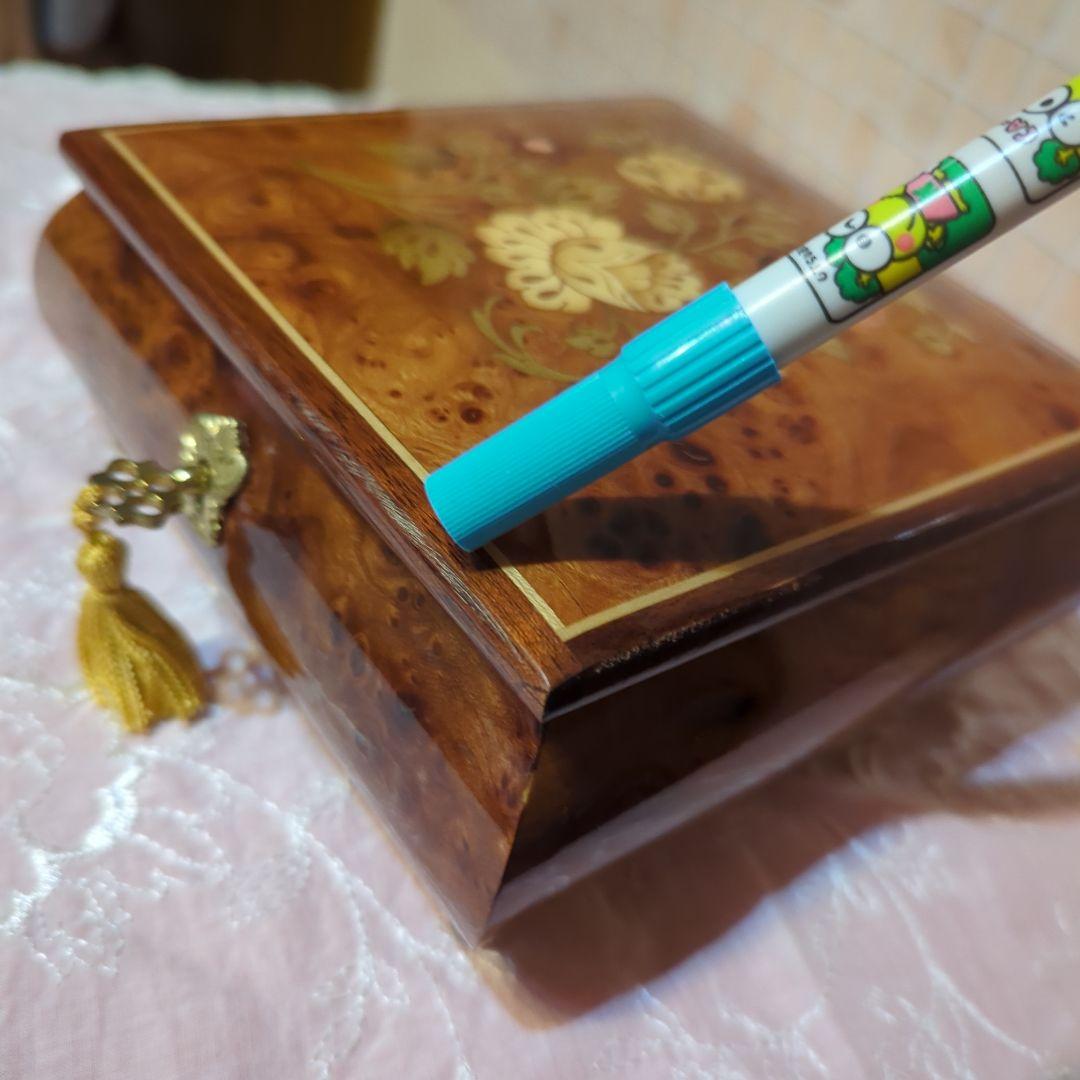 ITALY伝統工芸・象嵌花柄インレイ木製アクセサリーケース