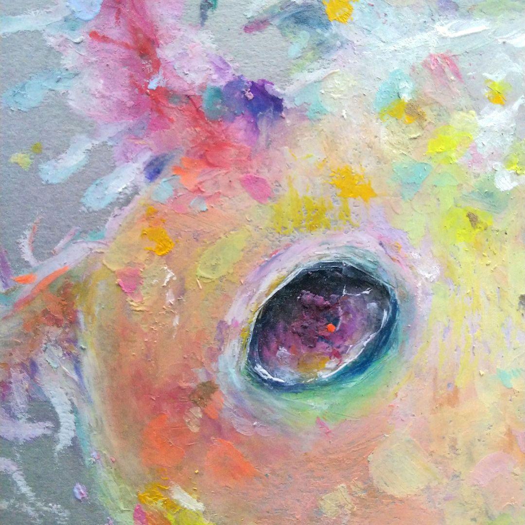 ウーパールーパー 原画 アート 現代アート 絵画 画家 パステルカラー 魚