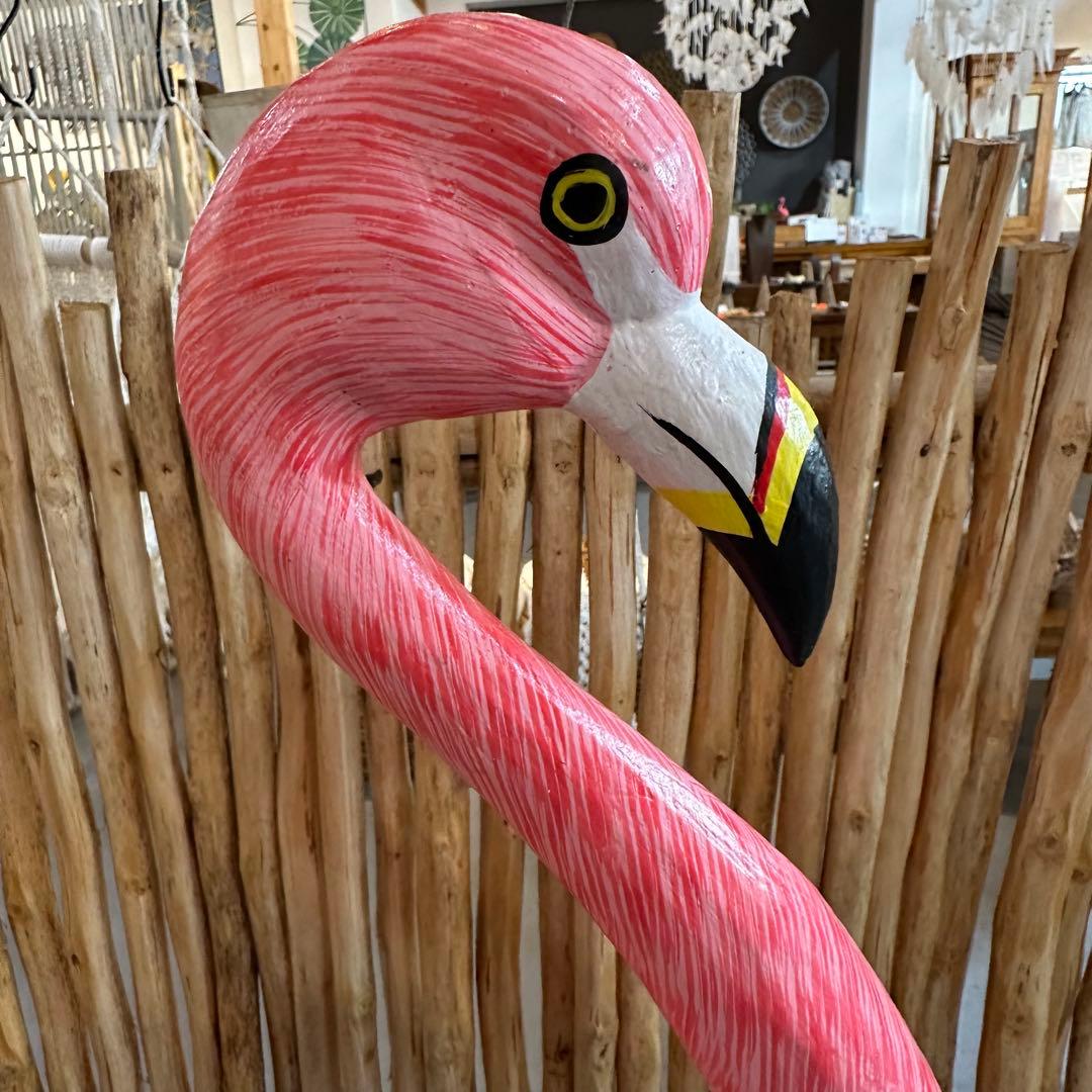 【訳あり】バリ島木彫りフラミンゴh130cm通常33,000円がなんと！