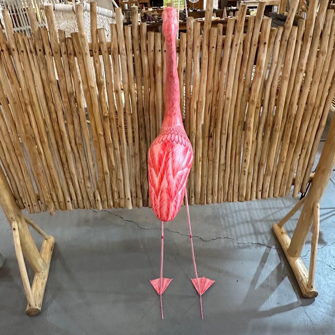【訳あり】バリ島木彫りフラミンゴh130cm通常33,000円がなんと！
