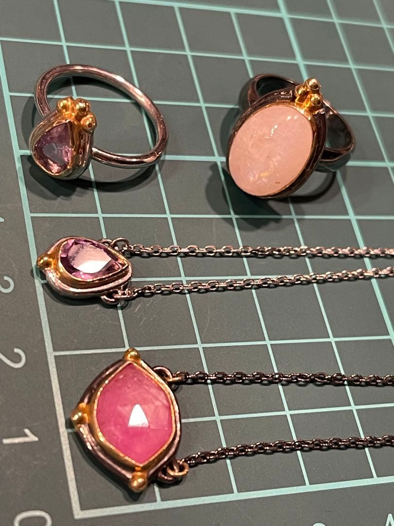ハンドメイド　天然石　& シルバー　ネックレスと指輪の　セット SV925