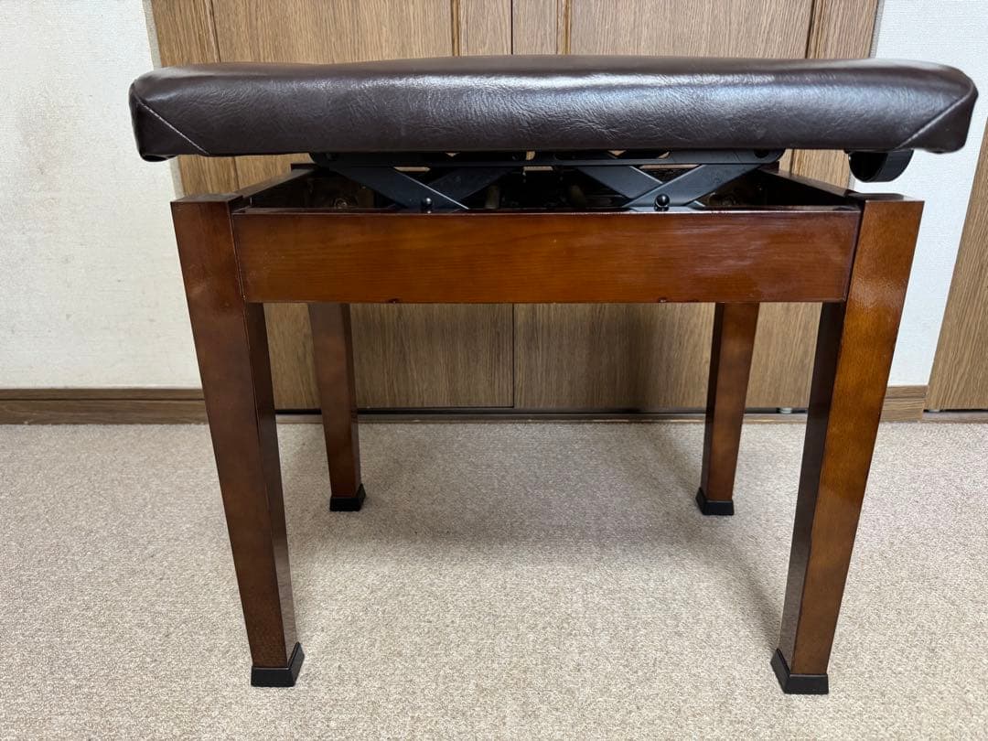 美品 ピアノ 椅子 昇降式 ダークブラウン