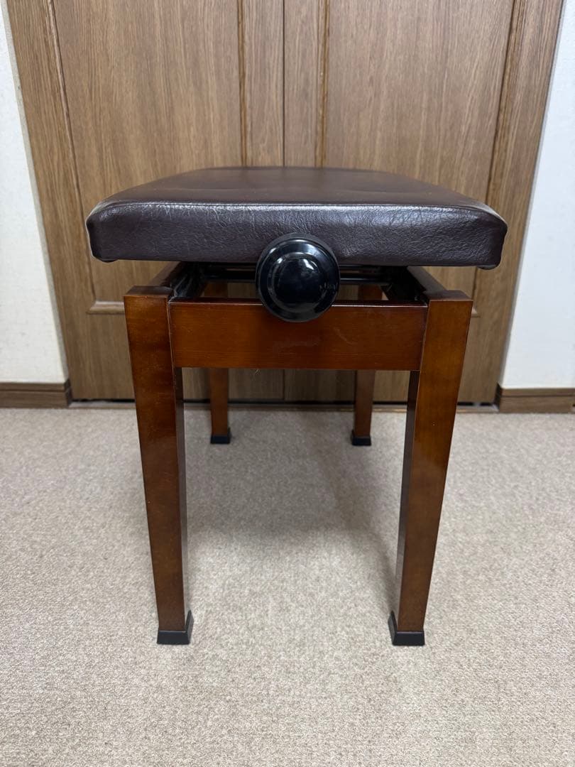 美品 ピアノ 椅子 昇降式 ダークブラウン