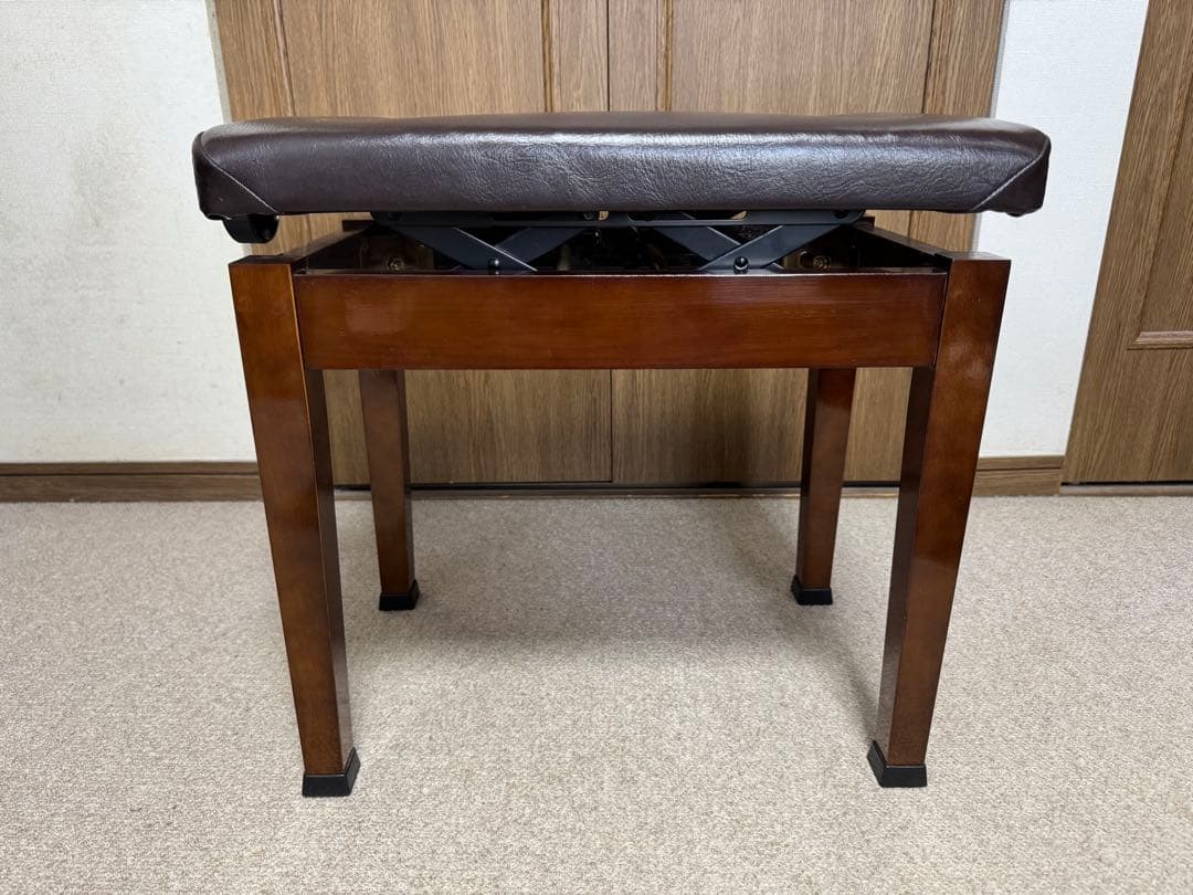 美品 ピアノ 椅子 昇降式 ダークブラウン