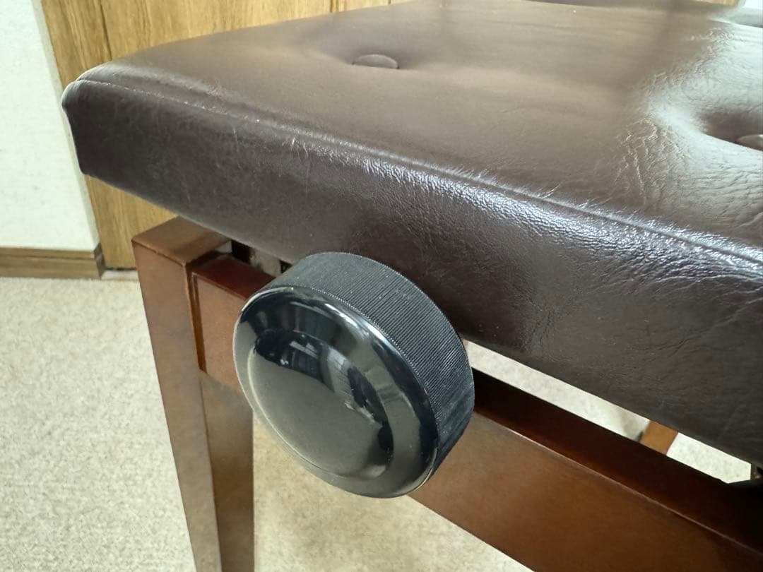 美品 ピアノ 椅子 昇降式 ダークブラウン