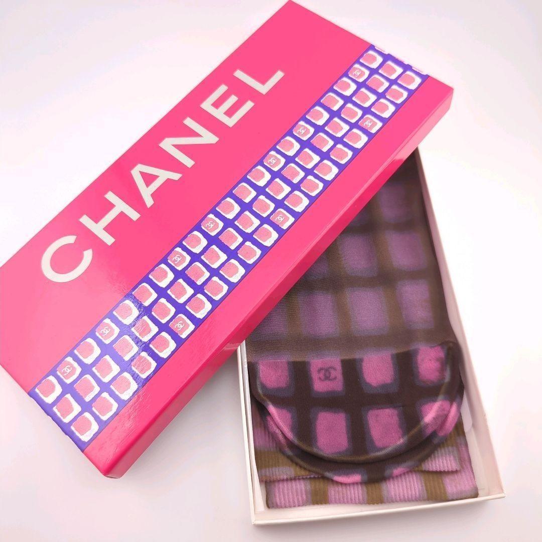 【未使用品】CHANEL シャネル チェック柄 ソックス パープル系
