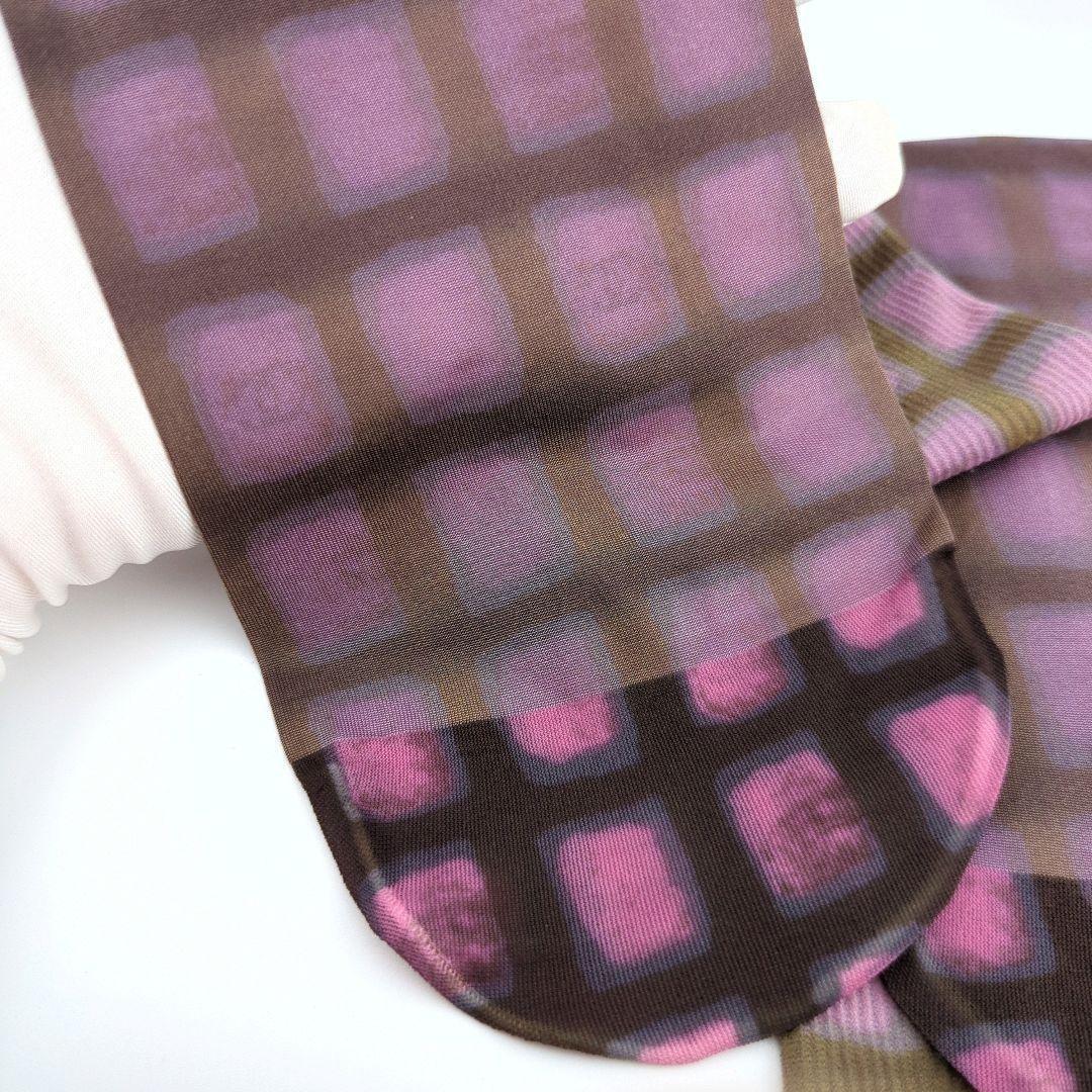 【未使用品】CHANEL シャネル チェック柄 ソックス パープル系