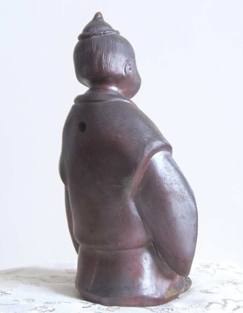 横山大観の出世作【無我】を立体化した置物 陶印あり備前焼 置物 細工物