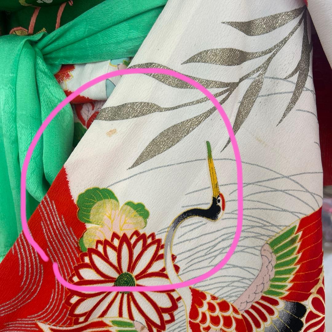 7歳　七五三　アンティーク着物、帯、帯揚げ、帯締め　しごき　身丈113cm