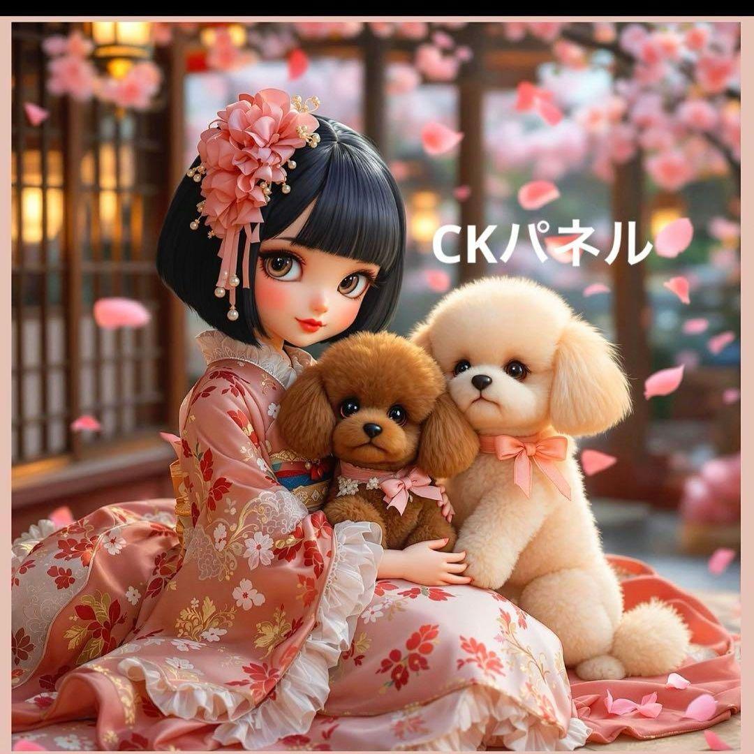 激レア女の子とトイプードルパネル生地　ハンドメイド