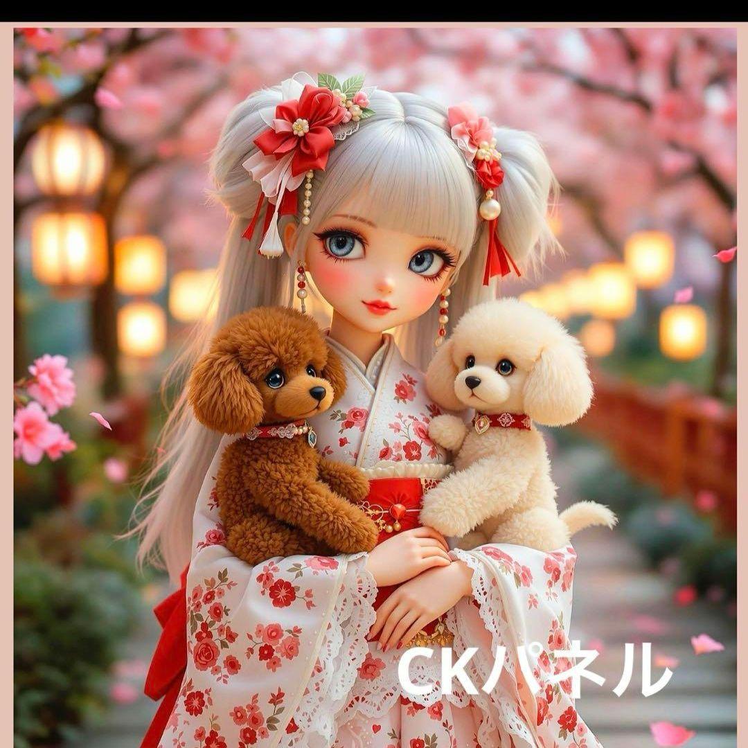 激レア女の子とトイプードルパネル生地　ハンドメイド