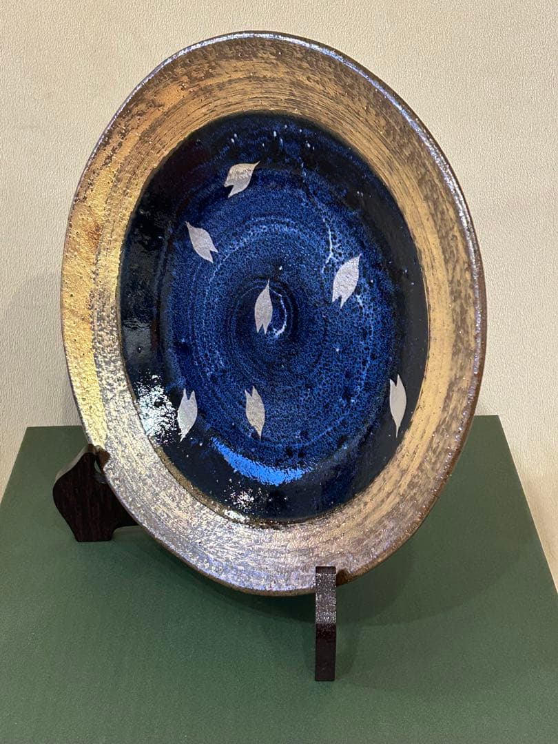 島田恭子作　桜　大皿　箱、色紙付き