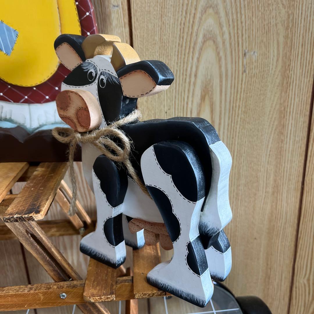 カントリー風 木製農夫と農婦の飾り