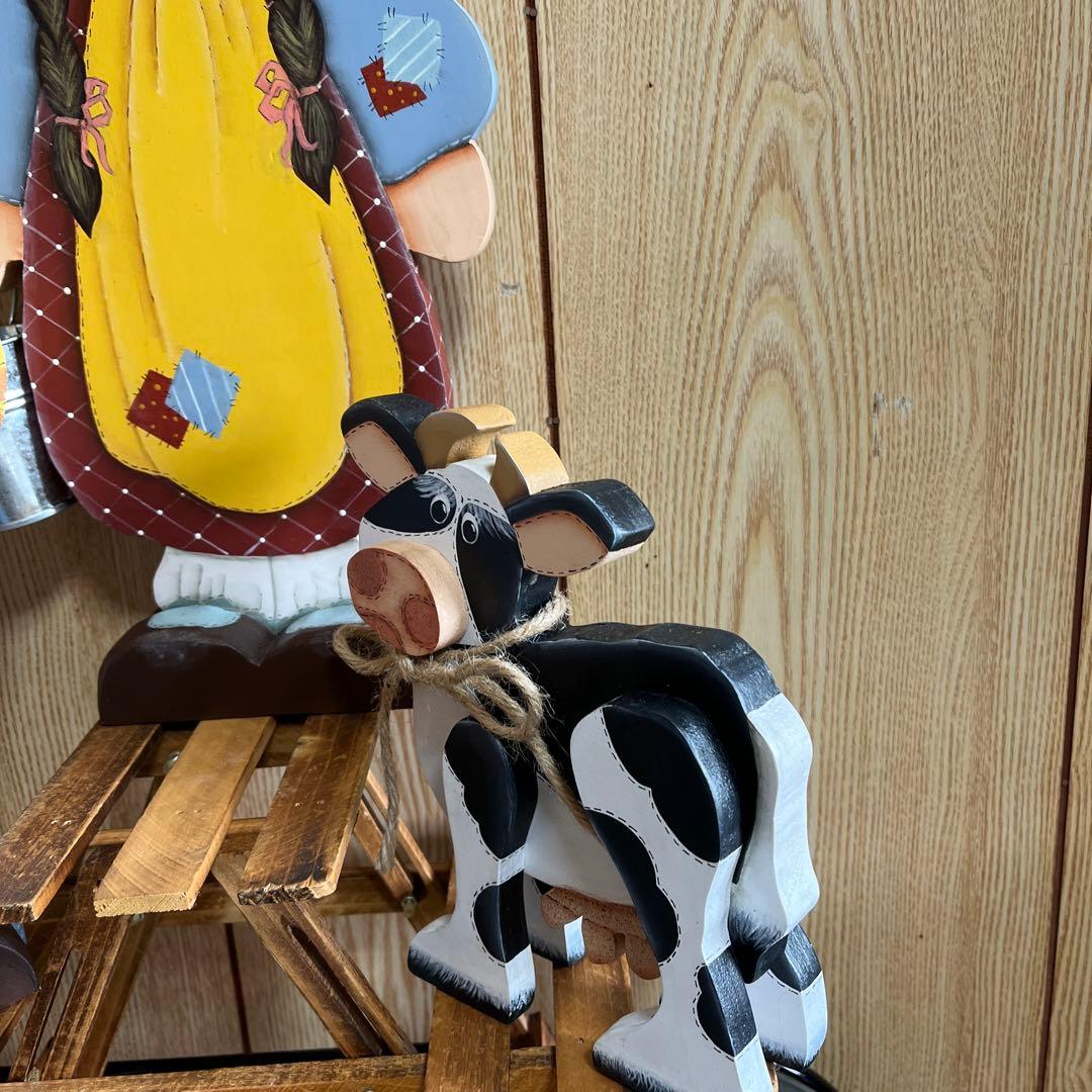 カントリー風 木製農夫と農婦の飾り