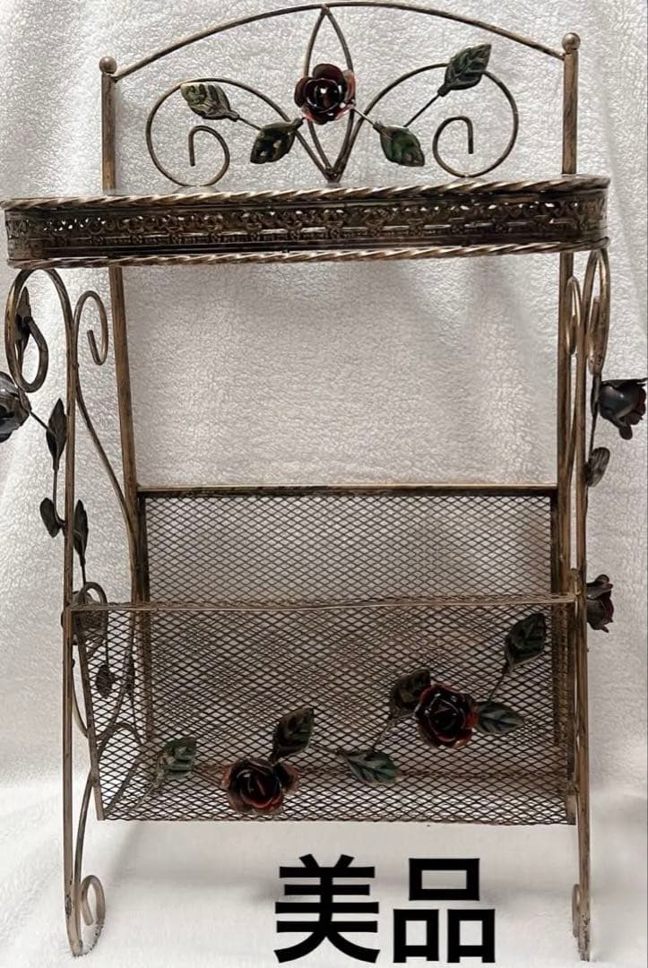 アンティーク 棚 スリッパラック　ヴィンテージ 花 レトロ 薔薇 インテリア
